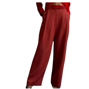 Anthropologie Tiny Noreen Red Wide Leg Trousers Pockets size M